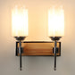 JS-VP S-311-2W Modern Wall Lights 2xE27 Mild Steel & Glass Material Chrome, Brown & White Finish