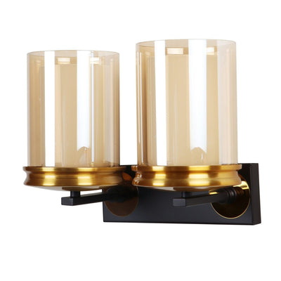 JS-VP S-318-2W Modern Wall Lights 2xE27 Mild Steel & Glass Material Antique, Brown & Champaign Finish