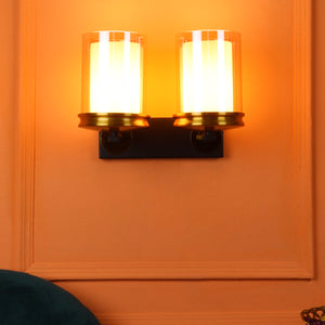 JS-VP S-318-2W Modern Wall Lights 2xE27 Mild Steel & Glass Material Antique, Brown & Champaign Finish