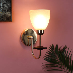 JS-VP S-330-1W Modern Wall Lights 1xE27 Mild Steel & Glass Material Brown, Gold & Cream Finish