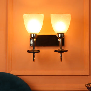 JS-VP S-330-2W Modern Wall Lights 2xE27 Mild Steel & Glass Material Brown, Gold & Cream Finish