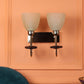 JS-VP S-330-2W Modern Wall Lights 2xE27 Mild Steel & Glass Material Brown, Gold & Cream Finish