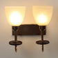 JS-VP S-330-2W Modern Wall Lights 2xE27 Mild Steel & Glass Material Brown, Gold & Cream Finish