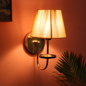 JS-VP S-333-1W Cloth Shade Wall Lights 1xE27 Mild Steel & Fabric Material Gold & Golden Finish
