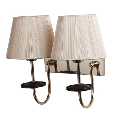 JS-VP S-333-2W Cloth Shade Wall Lights 2xE27 Mild Steel & Fabric Material Gold & Golden Finish