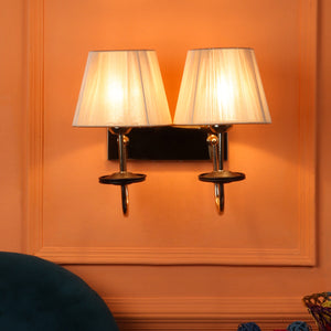 JS-VP S-333-2W Cloth Shade Wall Lights 2xE27 Mild Steel & Fabric Material Gold & Golden Finish