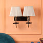 JS-VP S-333-2W Cloth Shade Wall Lights 2xE27 Mild Steel & Fabric Material Gold & Golden Finish