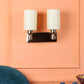 JS-VP S-334-2W Modern Wall Lights 2xE27 Mild Steel & Glass Material Gold & Cream Finish