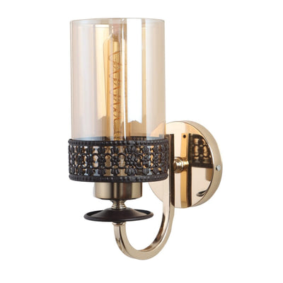 JS-VP S-336-1W Modern Wall Lights 1xE27 Mild Steel & Glass Material Brown, Gold & Champaign Finish