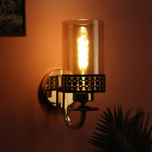 JS-VP S-336-1W Modern Wall Lights 1xE27 Mild Steel & Glass Material Brown, Gold & Champaign Finish