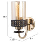 JS-VP S-336-1W Modern Wall Lights 1xE27 Mild Steel & Glass Material Brown, Gold & Champaign Finish