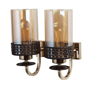 JS-VP S-336-2W Modern Wall Lights 2xE27 Mild Steel & Glass Material Brown, Gold & Champaign Finish