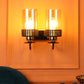 JS-VP S-336-2W Modern Wall Lights 2xE27 Mild Steel & Glass Material Brown, Gold & Champaign Finish