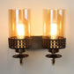 JS-VP S-336-2W Modern Wall Lights 2xE27 Mild Steel & Glass Material Brown, Gold & Champaign Finish