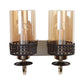 JS-VP S-336-2W Modern Wall Lights 2xE27 Mild Steel & Glass Material Brown, Gold & Champaign Finish