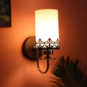 JS-VP S-337-1W Modern Wall Lights 1xE27 Mild Steel & Glass Material Chrome, Brown & White Finish