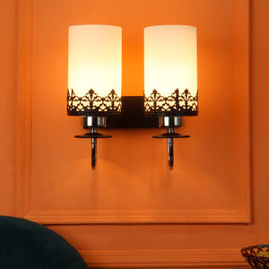 JS-VP S-337-2W Modern Wall Lights 2xE27 Mild Steel & Glass Material Chrome, Brown & White Finish