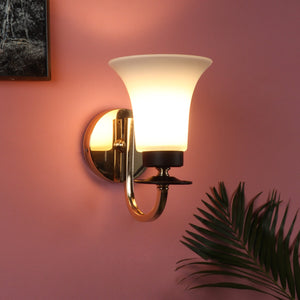 JS-VP S-339-1W Modern Wall Lights 1xE27 Mild Steel & Glass Material Brown, Gold & White Finish