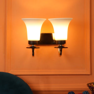 JS-VP S-339-2W Modern Wall Lights 2xE27 Mild Steel & Glass Material Brown, Gold & White Finish