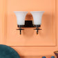 JS-VP S-339-2W Modern Wall Lights 2xE27 Mild Steel & Glass Material Brown, Gold & White Finish