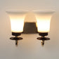 JS-VP S-339-2W Modern Wall Lights 2xE27 Mild Steel & Glass Material Brown, Gold & White Finish