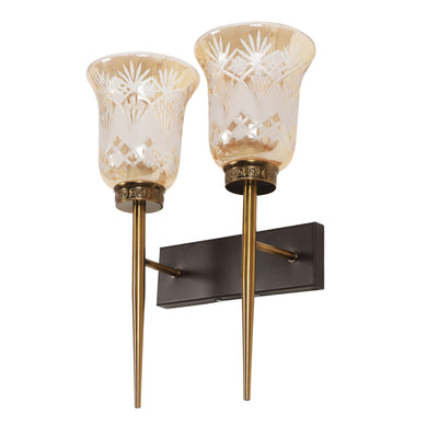 JS-VP S-356-2W Modern Wall Lights 2xE27 Mild Steel, glass & Glass Material Antique,Brown & Golden Finish