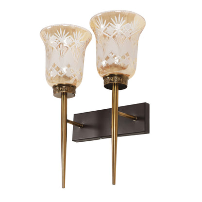 JS-VP S-356-2W Modern Wall Lights 2xE27 Mild Steel, glass & Glass Material Antique,Brown & Golden Finish
