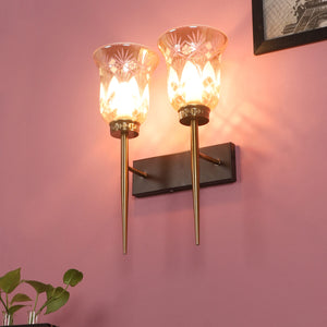 JS-VP S-356-2W Modern Wall Lights 2xE27 Mild Steel, glass & Glass Material Antique,Brown & Golden Finish
