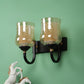 JS-VP S-362-2w Modern Wall Lights 2xE27 Mild Steel, glass & Glass Material Brown, Gold & Golden Finish
