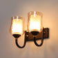 JS-VP S-362-2w Modern Wall Lights 2xE27 Mild Steel, glass & Glass Material Brown, Gold & Golden Finish