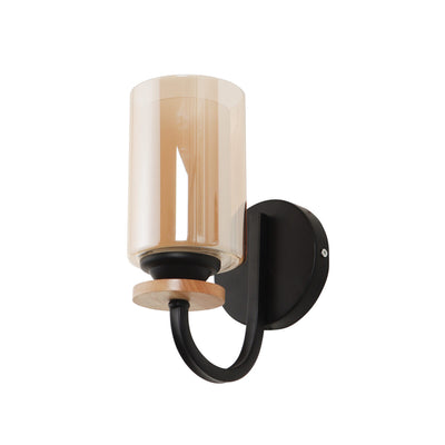 JS-VP S-361-1w Wooden Wall Lights 1xE27 Mild Steel, wood, glass & Glass Material Brown, Gold & Golden Finish