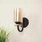 JS-VP S-361-1w Wooden Wall Lights 1xE27 Mild Steel, wood, glass & Glass Material Brown, Gold & Golden Finish