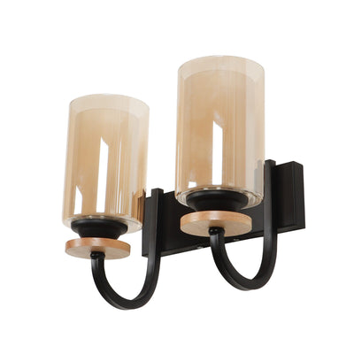 JS-VP S-361-2w Wooden Wall Lights 2xE27 Mild Steel, wood, glass & Glass Material Brown, Gold & Golden Finish