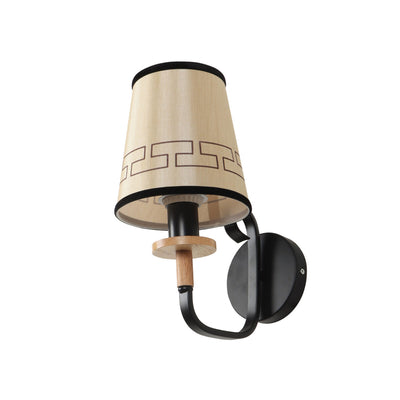 JS-VP S-360-1W Cloth Shade Wall Lights 1xE27 Mild Steel, wood, fabric shade & Fabric Material brown, off white & Cream Finish