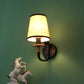 JS-VP S-360-1W Cloth Shade Wall Lights 1xE27 Mild Steel, wood, fabric shade & Fabric Material brown, off white & Cream Finish
