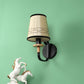 JS-VP S-360-1W Cloth Shade Wall Lights 1xE27 Mild Steel, wood, fabric shade & Fabric Material brown, off white & Cream Finish