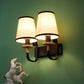 JS-VP S-360-2W Cloth Shade Wall Lights 2xE27 Mild Steel, wood, fabric shade & Fabric Material brown, off white & Cream Finish