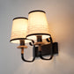 JS-VP S-360-2W Cloth Shade Wall Lights 2xE27 Mild Steel, wood, fabric shade & Fabric Material brown, off white & Cream Finish