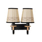 JS-VP S-360-2W Cloth Shade Wall Lights 2xE27 Mild Steel, wood, fabric shade & Fabric Material brown, off white & Cream Finish