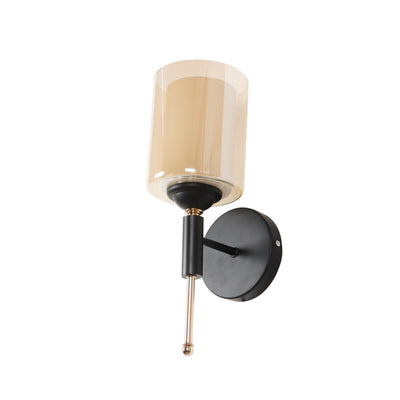 JS-VP S-359-1W Wooden Wall Lights 1xE27 Mild Steel, wood, glass & Glass Material Brown, Gold & Champaign Finish