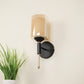 JS-VP S-359-1W Wooden Wall Lights 1xE27 Mild Steel, wood, glass & Glass Material Brown, Gold & Champaign Finish