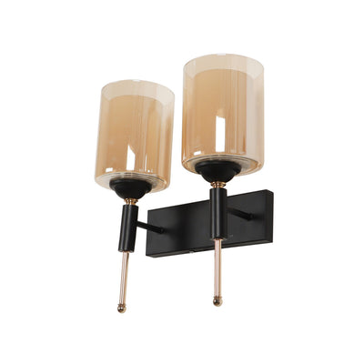 JS-VP S-359-2W Wooden Wall Lights 1xE27 Mild Steel, wood, glass & Glass Material Brown, Gold & Champaign Finish