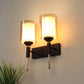 JS-VP S-359-2W Wooden Wall Lights 1xE27 Mild Steel, wood, glass & Glass Material Brown, Gold & Champaign Finish