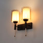 JS-VP S-359-2W Wooden Wall Lights 1xE27 Mild Steel, wood, glass & Glass Material Brown, Gold & Champaign Finish