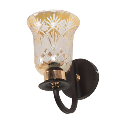 JS-VP S-369-1w Modern Wall Lights 1xE27 Mild Steel, glass & Glass Material Brown,Gold & Golden Finish