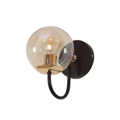 JS-VP S-372-1W Modern Wall Lights 1xE27 Mild Steel, glass & Glass Material Brown,Gold & Champaign Finish