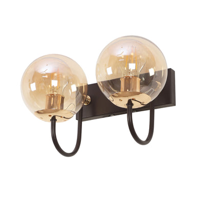 JS-VP S-372-2W Modern Wall Lights 2xE27 Mild Steel, glass & Glass Material Brown,Gold & Champaign Finish