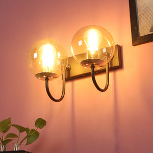 JS-VP S-372-2W Modern Wall Lights 2xE27 Mild Steel, glass & Glass Material Brown,Gold & Champaign Finish