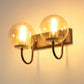 JS-VP S-372-2W Modern Wall Lights 2xE27 Mild Steel, glass & Glass Material Brown,Gold & Champaign Finish