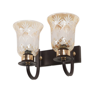 JS-VP S-369-2w Modern Wall Lights 2xE27 Mild Steel, glass & Glass Material Brown,Gold & Golden Finish